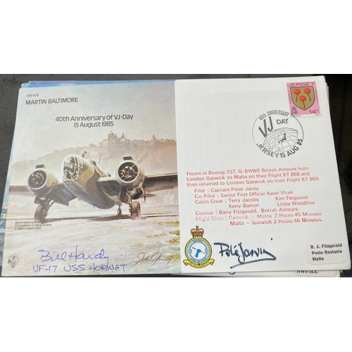 478 - WW2 Bill Hardy VF 17 USS Hornet and Peter Jarvis signed RAF B35 40th ann of VJ-Day 15 Aug 1985 - Mar... 