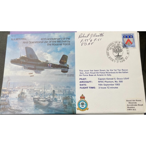 481 - WW2 USAF Robert Booth P-47 + P-51 signed RAF B33 40th ann of the Intro of the Liberator Mk3 to RAF B... 