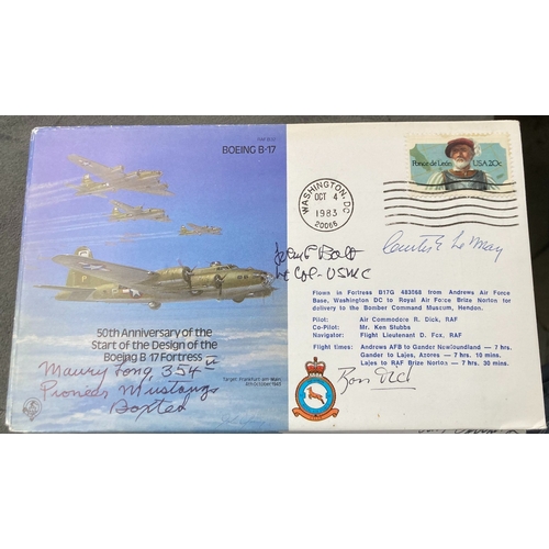 488 - WW2 USAF Maurice G Long 354th, Lt Col John F Bolt, Gen Curtis Le May and Ron A Dick signed RAF B32 5... 