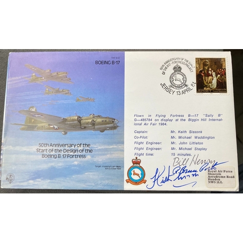 493 - WW2 USAF Cdr Bill Henry and Col R Bruce Porter +1 signed RAF B32 50th ann of the Start of the Design... 