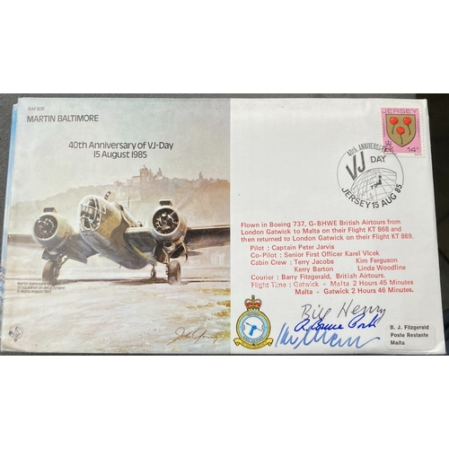 494 - WW2 USAF Cdr Bill Henry and Col R Bruce Porter +1 signed RAF B35 40th ann of VJ-Day 15 Aug 1985 - Ma... 