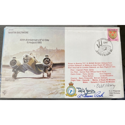 495 - WW2 USAF Cdr Bill Henry, Peter Jarvis and Col R Bruce Porter signed RAF B35 40th ann of VJ-Day 15 Au... 