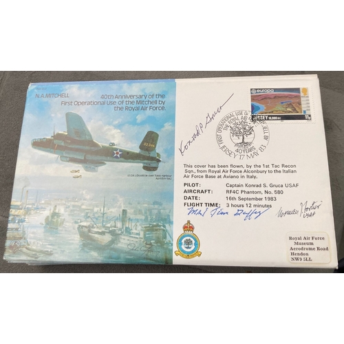 505 - WW2 USAF Maj James E Duffy, Lt Col Norman Fortier and Konrad S Gruca signed RAF B37 40th ann of the ... 