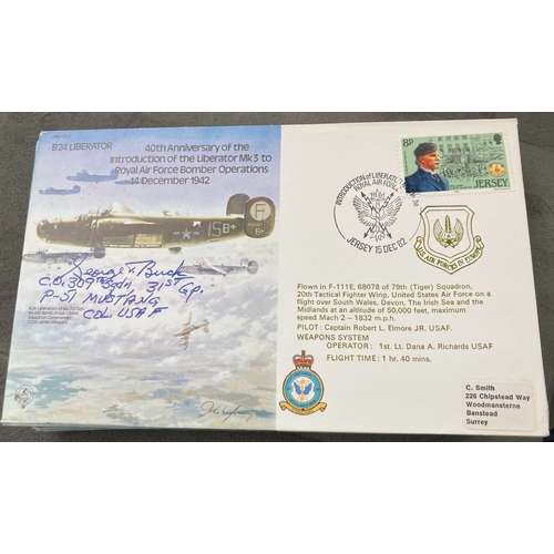506 - WW2 USAF George T Buck CO 309 sqn 31st Gp p-51 signed RAF B33 40th ann of the Intro of the Liberator... 