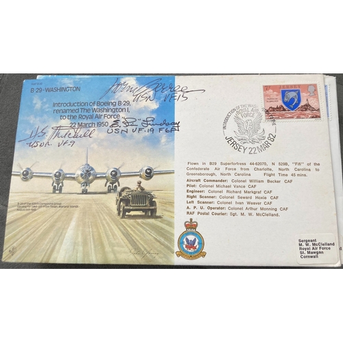509 - WW2 USAF Lt Cdr Elvin Lindsay, Capt Norman R Berree and Cmdr Harris E Mitchell signed RAF B39 Intro ... 