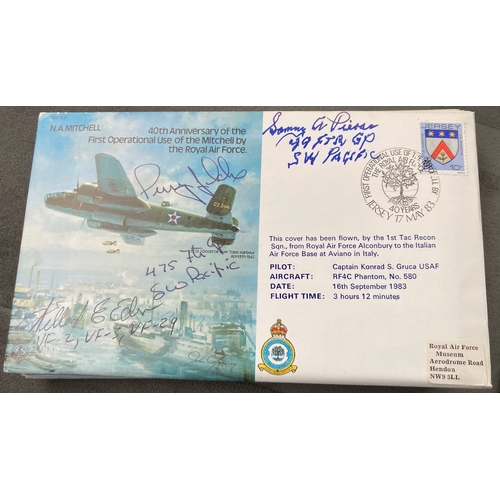510 - WW2 USAF Willard Ernest Eder, LT Col Sammy Pierce and Col Perry J Dahl signed RAF B37 40th ann of th... 