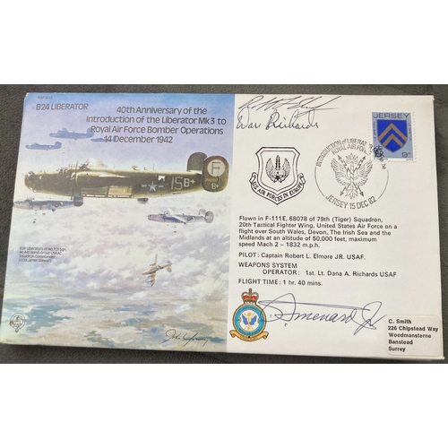 518 - WW2 USAF Louis A Menard, Dan Richards +1 signed RAF B33 40th ann of the Intro of the Liberator Mk3 t... 