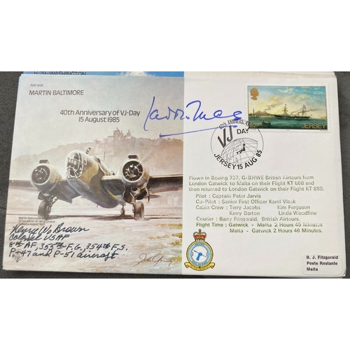 519 - WW2 USAF Col Kenny W Brown and PB Lucas signed RAF B35 40th ann of VJ-Day 15 Aug 1985 - Martin Balti... 
