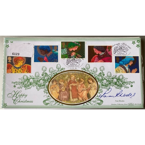 TV Presenter Pam Rhodes signed Benham 1998 Happy Christmas FDC. Set of ...