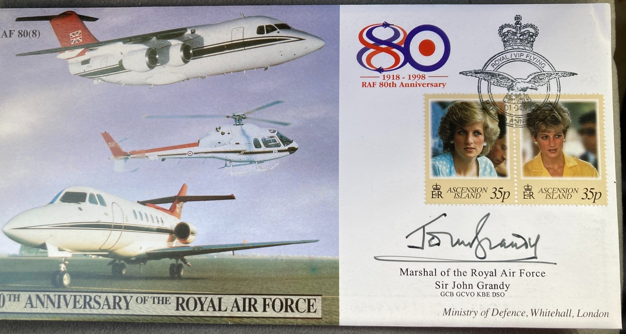RAF Marshal of the RAF Sir John Grandy signed JS(CC)48 RAF 80(8) 80th ...