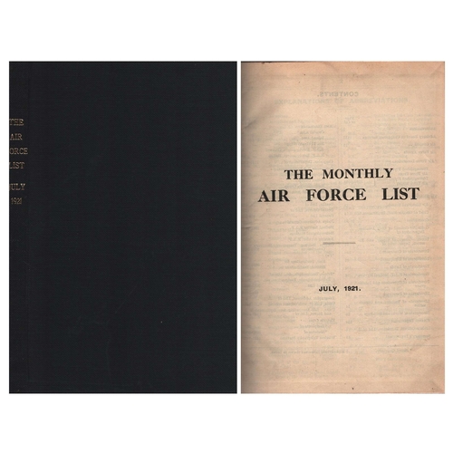 263 - The Monthly Air Force List July, 1921 Hardback Book.