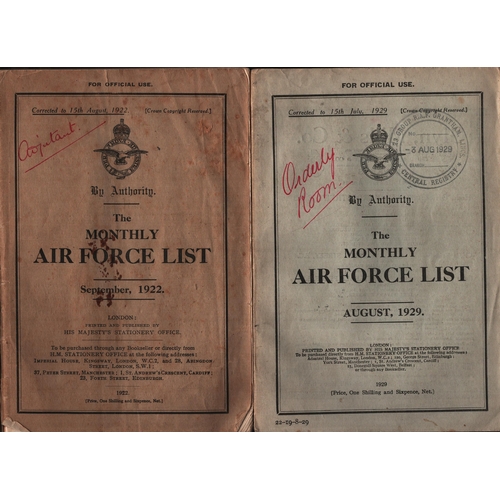 269 - The Air Force List September, 1922/August, 1929 Collection 2 Books By The Monthly Paperback Books.