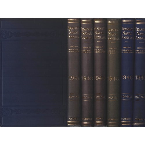 280 - Brassey's Naval Annual Hardback Books Collection 6, 1942,1943,1944,1945,1946,1947. Edited by Rear-Ad... 