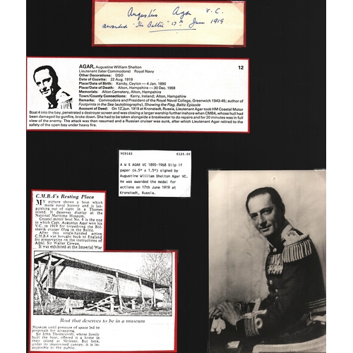 101 - Lieutenant Augustine Agar signed 4.5x1.5 slip of paper with black and white photograph.