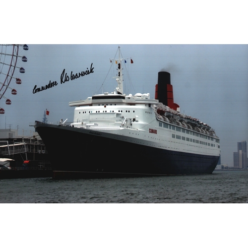 103 - Commodore R.W. Warwick signed 12x8 colour photograph of ocean liner RMS Queen Elizabeth 2 (QE2).