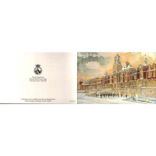 108 - Greeting Card of Britannia Royal Naval College watercolour by Edward Girard. Dedicated.