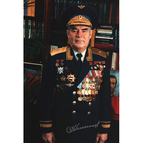 111 - Cosmonaut Andriyan Nikolayev singed 8x6 colour photo.
