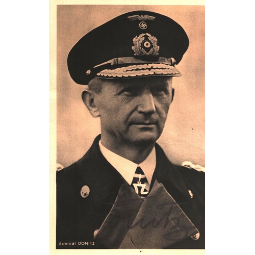 115 - Admiral Karl Dönitz singed black and white photograph postcard.