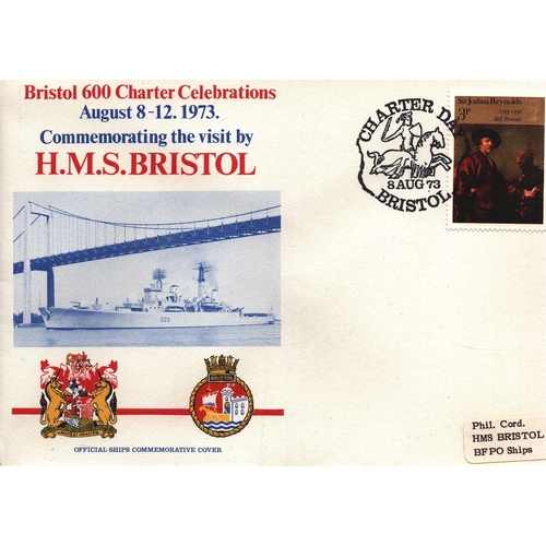 116 - H.M.S. Bristol, stamped 8th Aug 1973 FDC. Unsigned.
