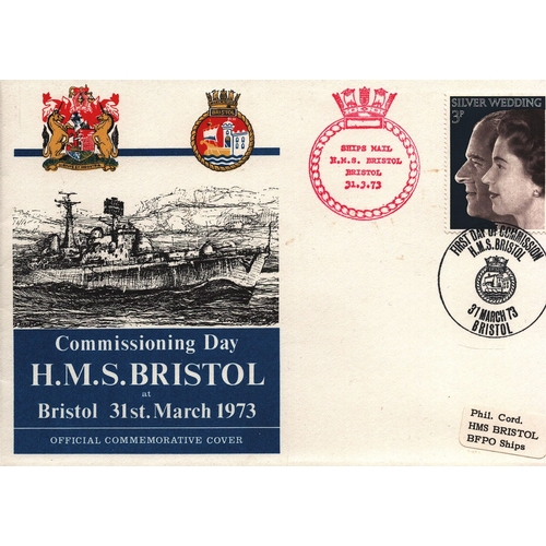 117 - H.M.S. Bristol, stamped 31st March 1973 FDC. Unsigned.