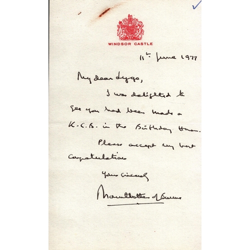61 - Mountbatten of Burma signed handwritten letter, Windor Castle Crest stationary, 11th June 1977.