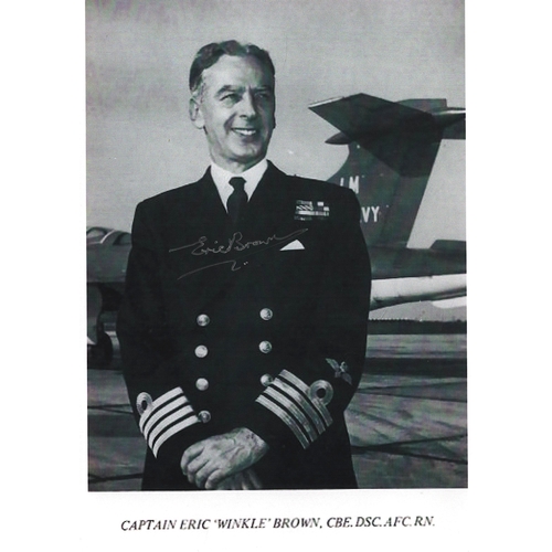 62 - WW2 Capt Eric Winkle Brown signed 8x6 Black and White Photograph.