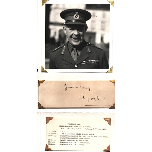 67 - Field Marshal John S. Vereker, 6th Viscount Gort Signature, black and white photograph and commemora... 