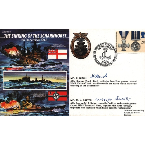 69 - Mr F. Birch and Mr M. J. Salter signed, 50th Anniversary WW2, stamped 26th Dec 93 FDC.