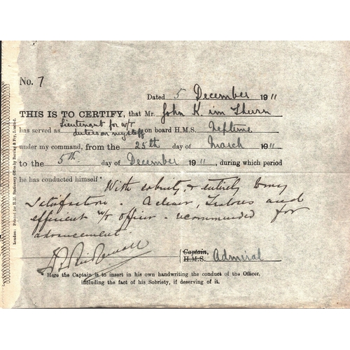 80 - Admiral Sir Frances C. Bridgeman signed 6x9 certificate, dated 5th Dec 1911.
