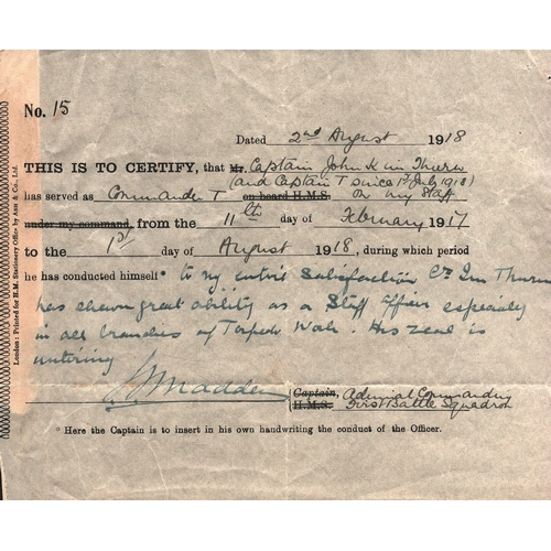 85 - Admiral of the Fleet Sir Charles Edward Madden signed 6x9 certificate, dated 2nd Aug 1918.
