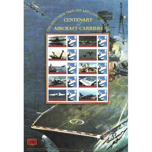 92 - Eric 'Winkle' Brown CBE, DSC, AFC signed Centenary of Aircraft Carriers Royal Mail Stamp collection.