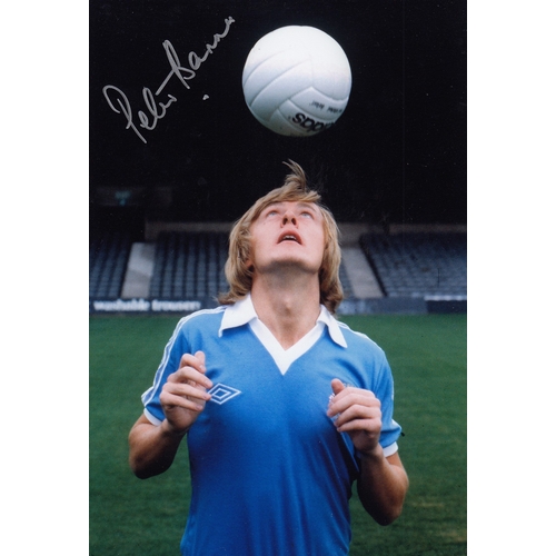 212 - Autographed PETER BARNES 12 x 8 Photograph: Manchester City winger PETER BARNES demonstrates his hea... 