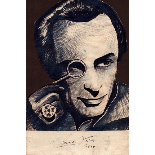 62 - Conrad Veidt signed 9x6inch sketch dated 1935.