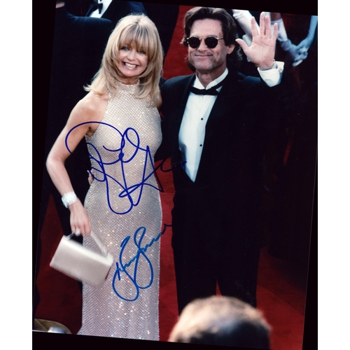 64 - Goldie Hawn and Kurt Russell signed 10x8inch colour photo.