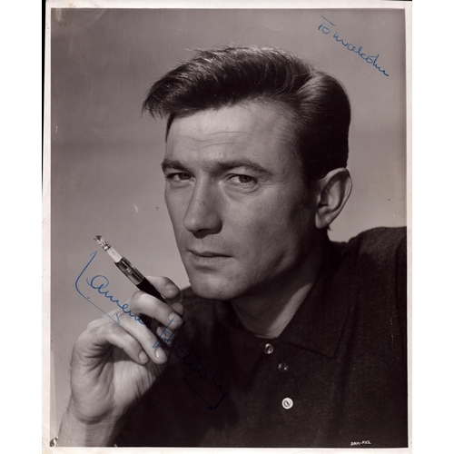 66 - Laurence Harvey signed 10x8inch black and white photo.
