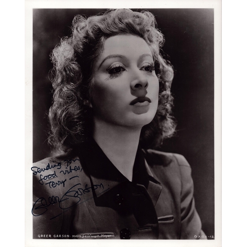 76 - Greer Garson signed 10x8inch black and white photo.