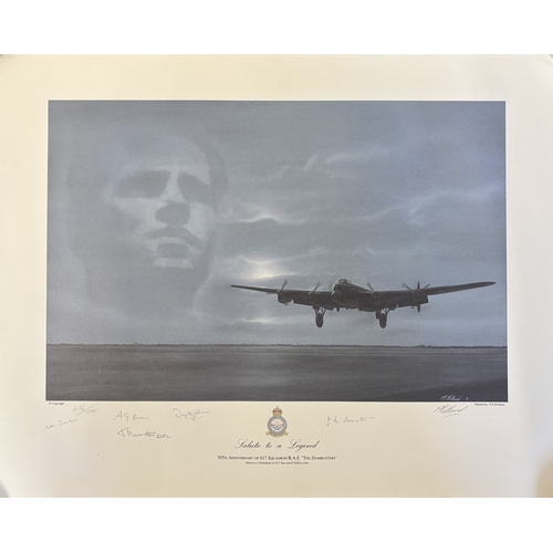 96 - Dambusters 617 Squadron Salute to a Legend 24x19inch multi'signed P.E Holland print.  A superb Limit... 