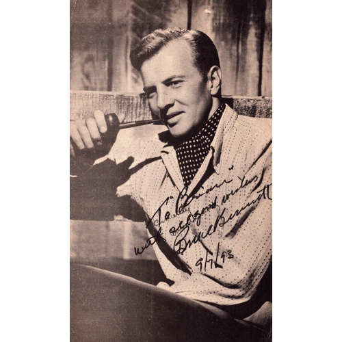 102 - BRUCE BENNETT Tarzan Actor signed vintage Warner Bros. Postcard.
