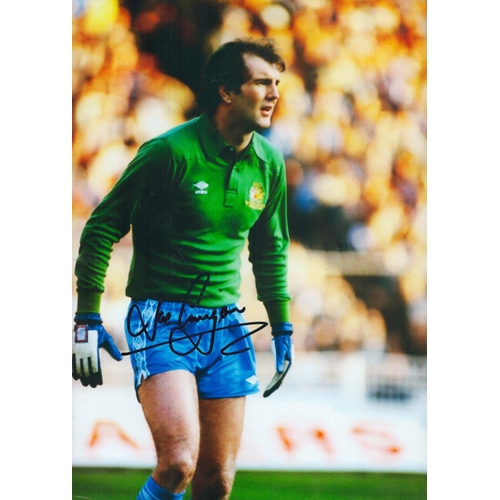113 - Joe Corrigan signed 12x8 inch colour photo pictured while in action for Manchester City. Good condit... 