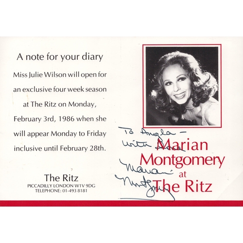 23 - Marian Montogomery signed Ritz programme dedicated.