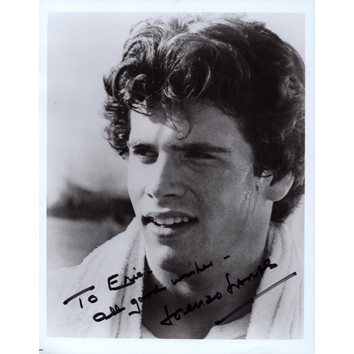 27 - Lorenzo Lamas signed 10x8inch black and white photo dedicated.