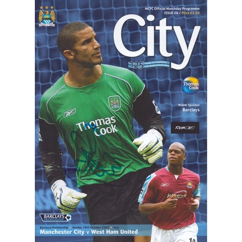 4 - David James signed Manchester City vs West Ham United Football programme 16th October 2005.