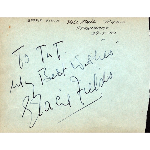 49 - Gracie Fields signed front and Phil Regan signed back album page dedicated.