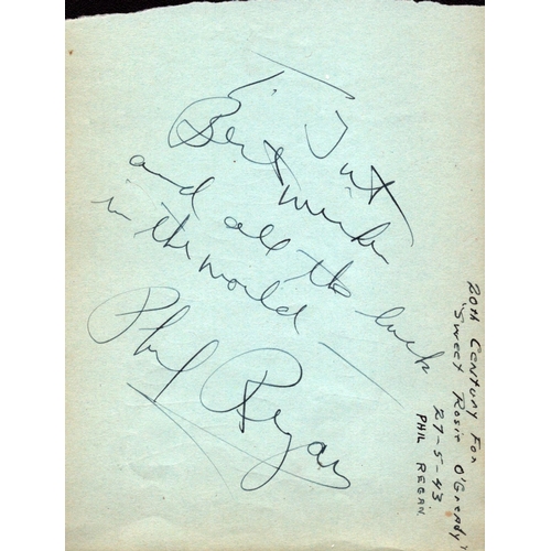 49 - Gracie Fields signed front and Phil Regan signed back album page dedicated.
