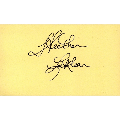 63 - Heather Locklear signed yellow card.