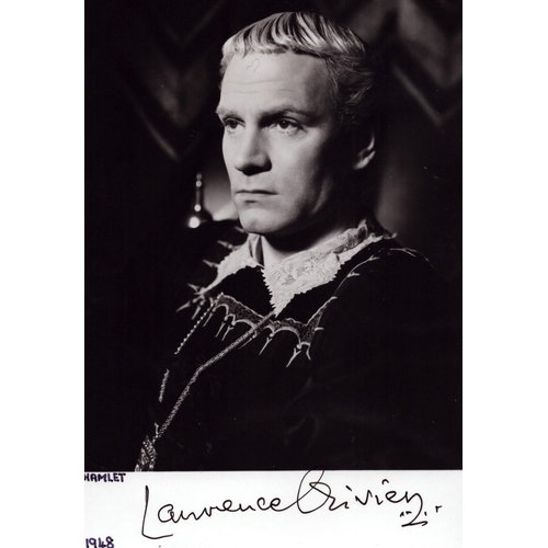 85 - Lawrence Oliver signed 5.5x3.5inch black and white photo.