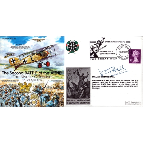 90 - Lieutenant William George Hall signed, The Second Battle of the AISNE: The Vivelle Offensive, stampe... 
