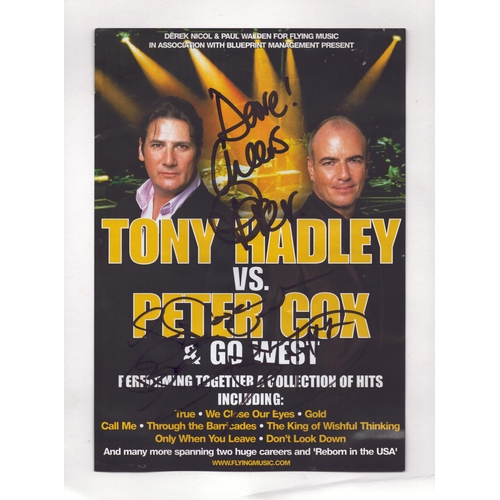 98 - Tony Hadley vs Peter Cox & Go West signed card.