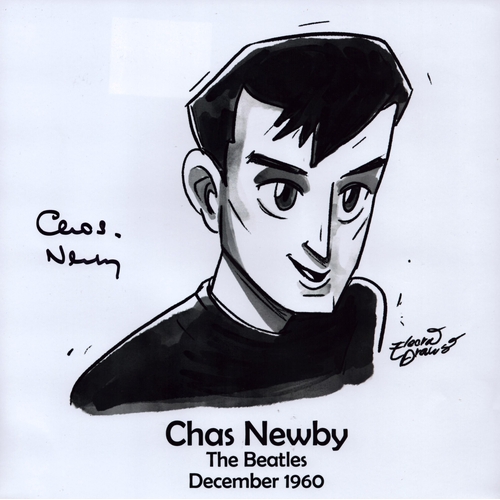 99 - Chas Newby signed 10x10inch black and white cartoon.