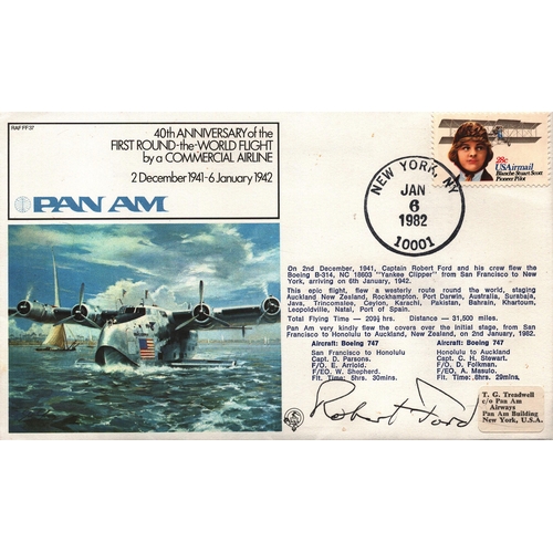 101 - Robert Ford Captain signed FDC RAF FF37 PAN AM 40th Anniversary of the First Round-the-World Flight ... 